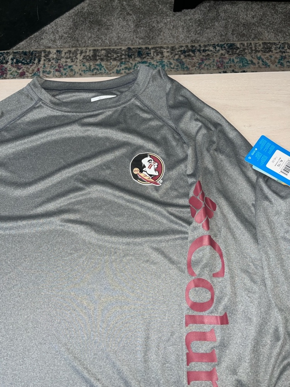 Columbia Gray Long Sleeve FSU Seminoles Performance Shirt with Garnet Logo